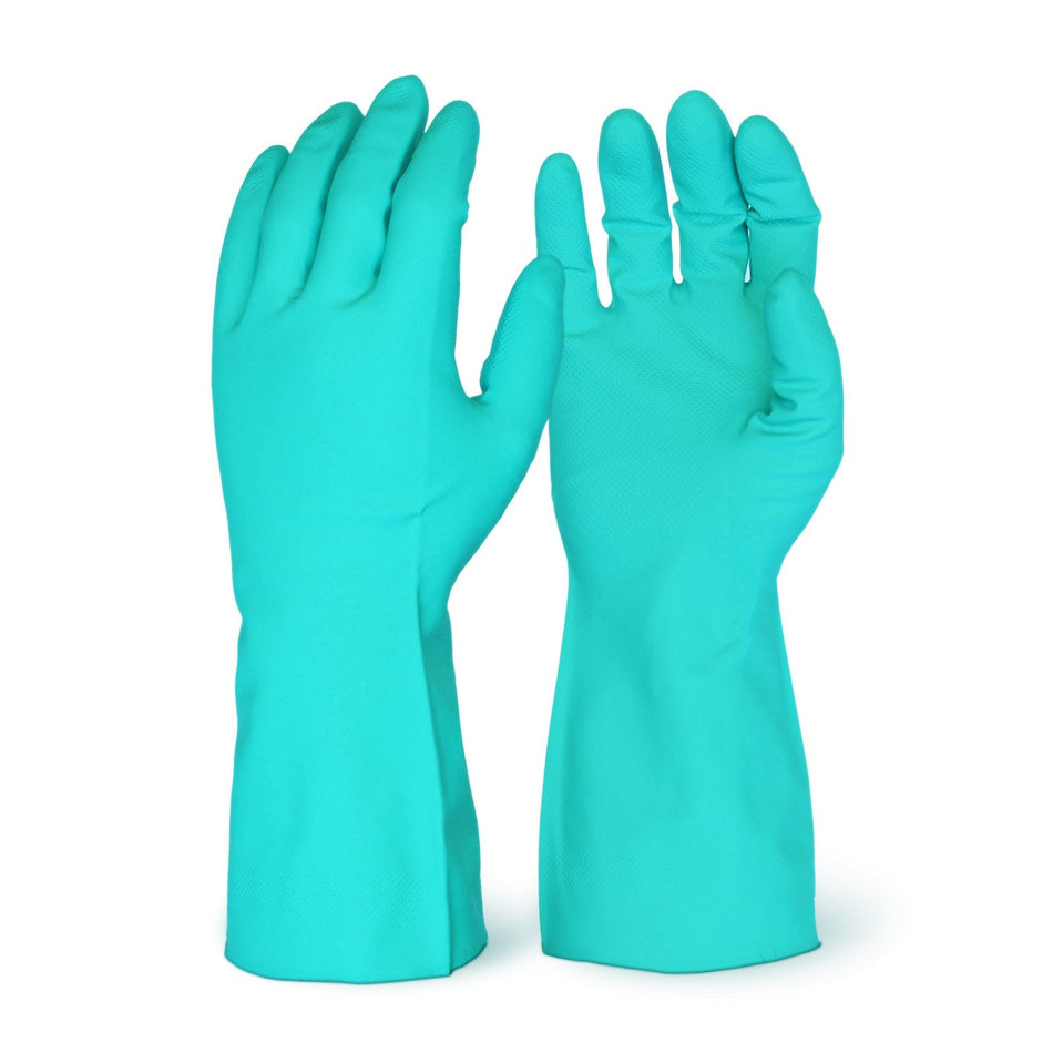 Green 15 Mil Nitrile Cotton Flocklined Gloves
