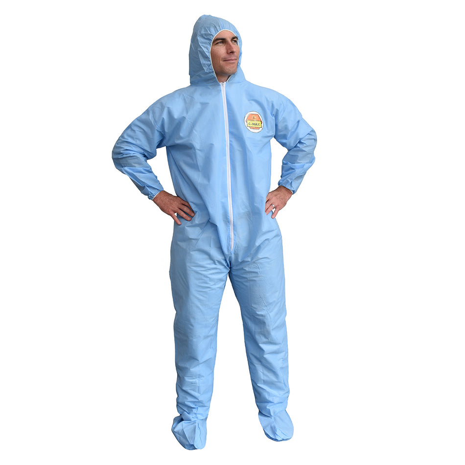 Blue C-Max SMS Covered Hood and Boot Coverall (25 Pieces)