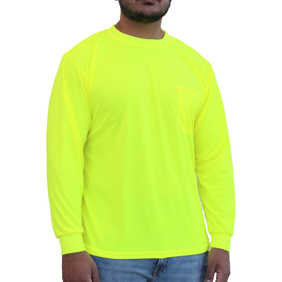 Hi-Viz Lime Green Long Sleeve Mesh T-Shirt