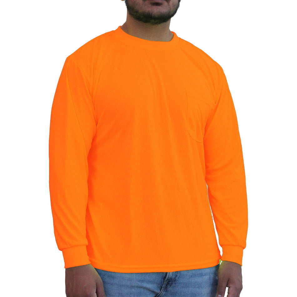 Hi-Viz Orange Long Sleeve Mesh T-Shirt