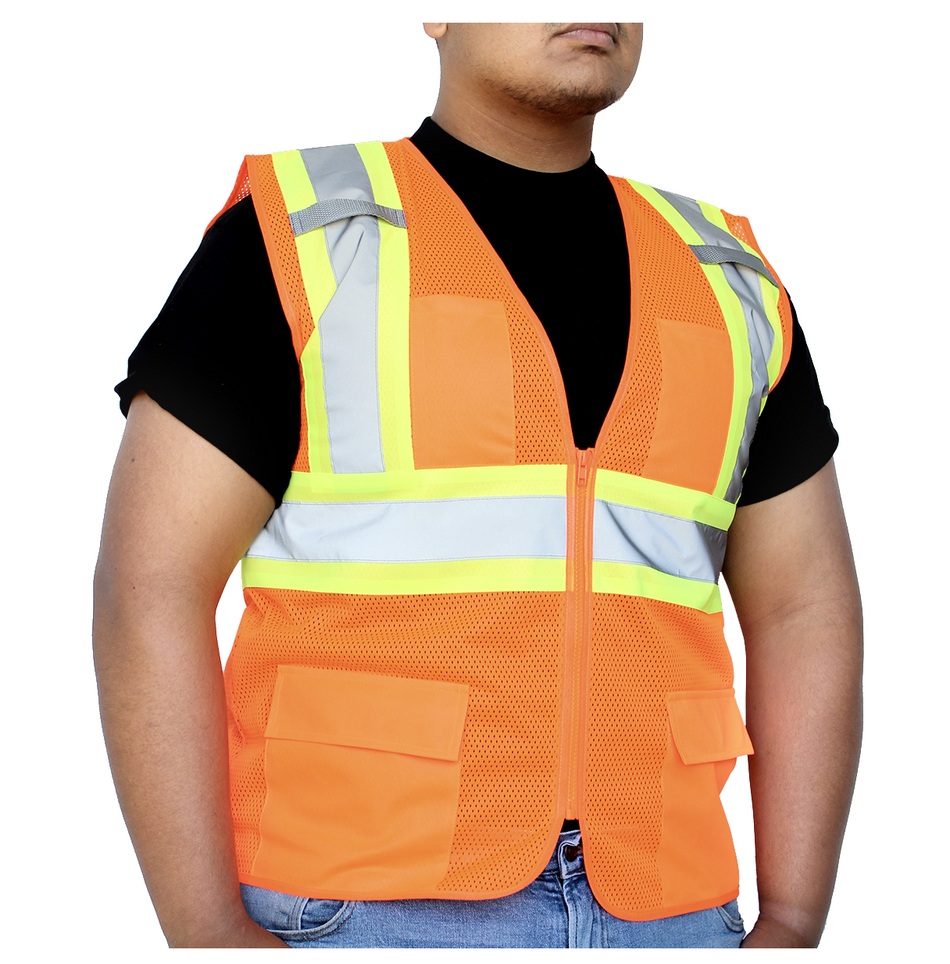 Hi-Vis Orange Class 2 - Safety Vest (Multi Pockets)