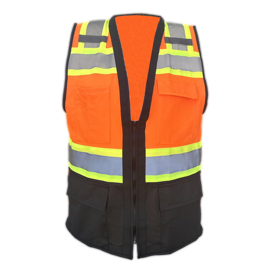 Hi Vis Orange Safety Vest - Black Bottom