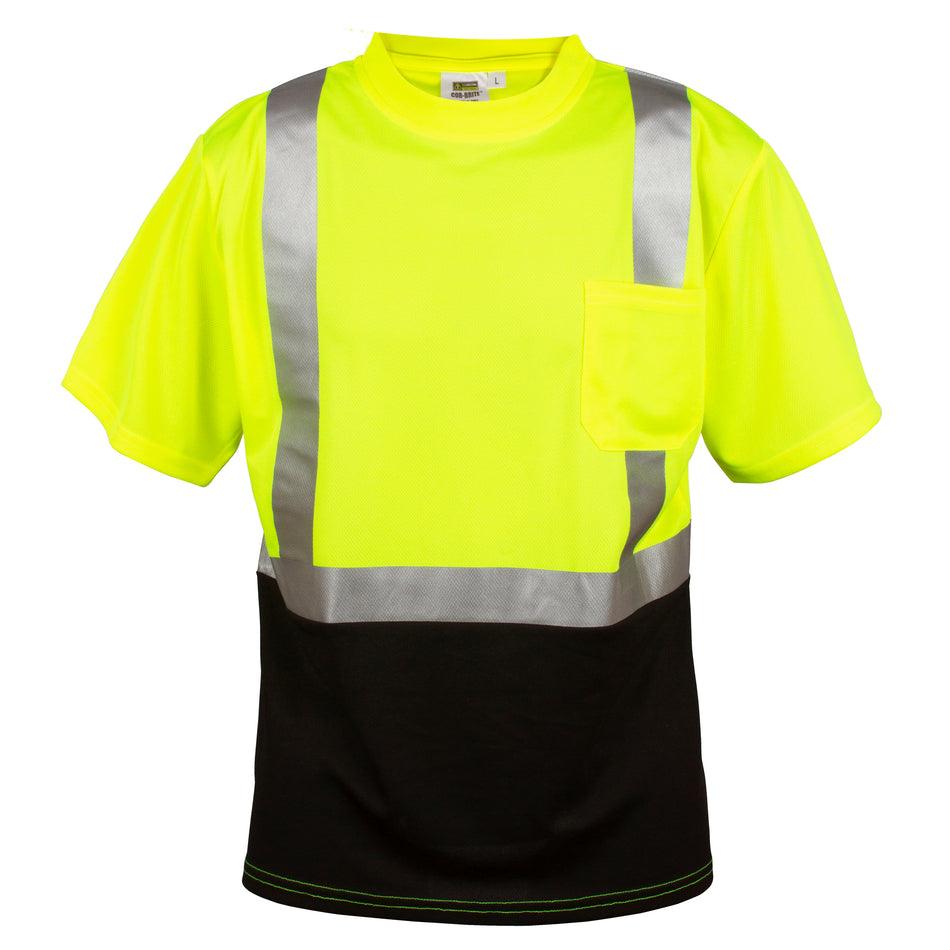 Hi-Vis Lime Class 2 Short Sleeve Shirt with Black Front