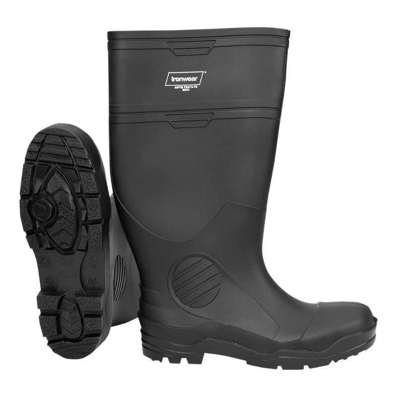 Ironwear 16" High Black PVC Safety Work Boot with Work Sole