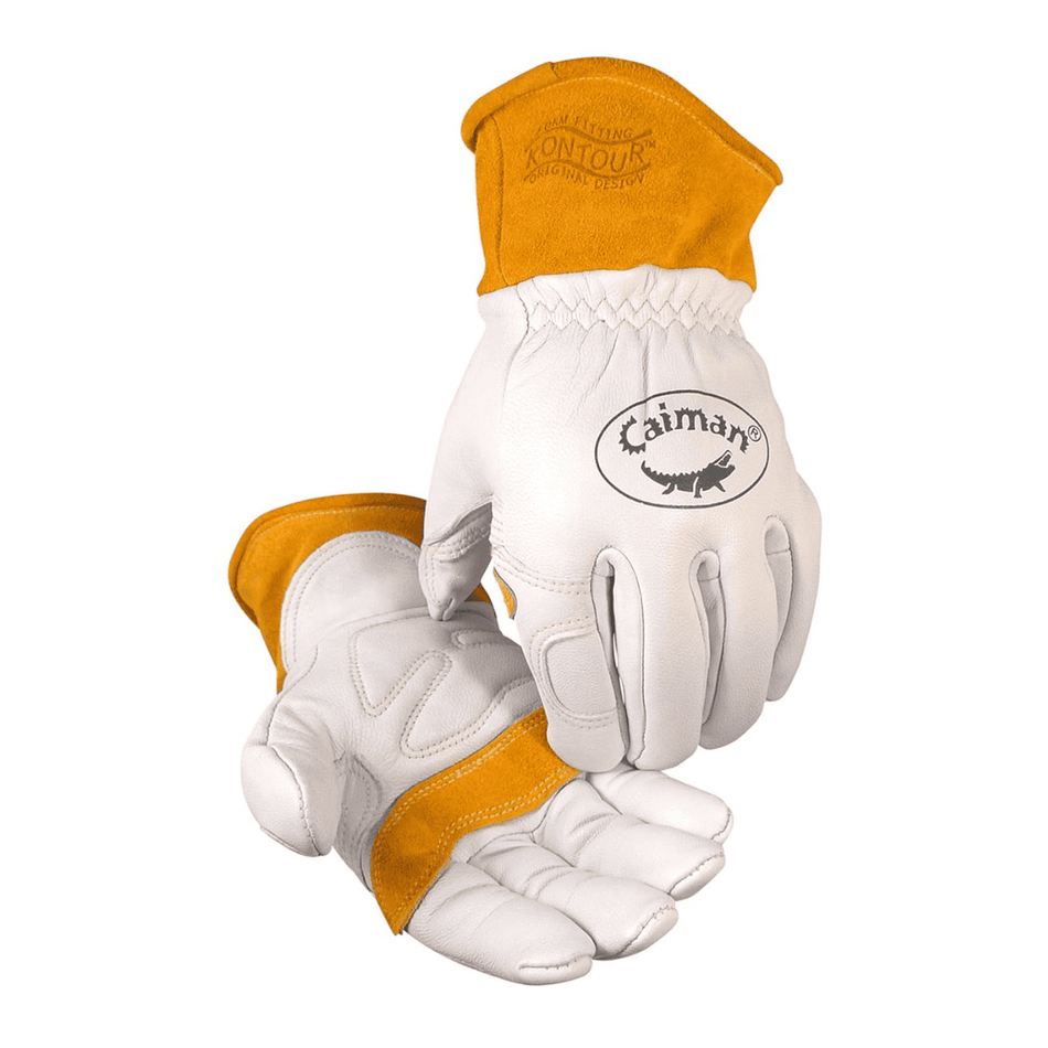 Single Pair - Caiman Premium Goat Grain TIG/MIG Welding Gloves, Wool Insulated Back, Scalloped Cuff, Boarhide Palm