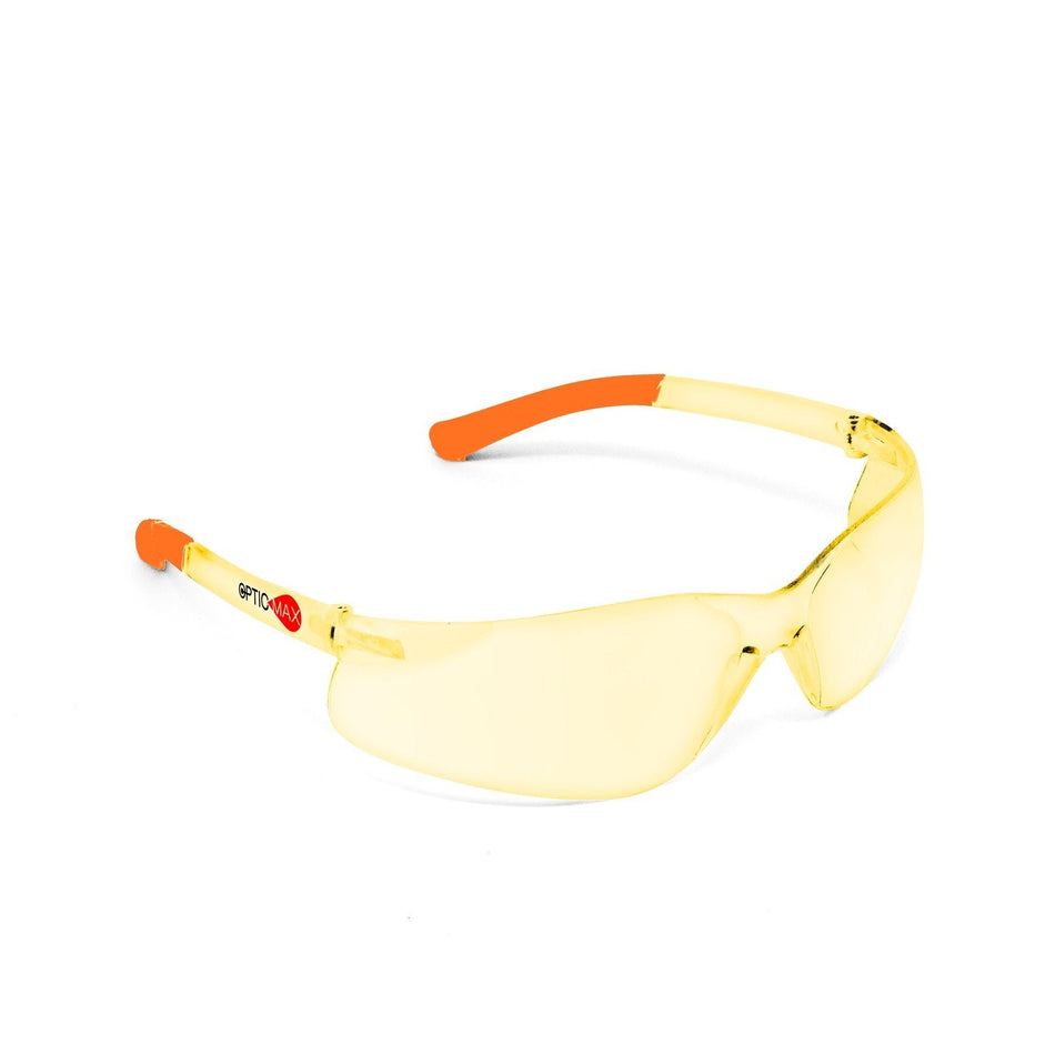 Amber Lens Wrap-Around Rubber Tip Safety Glasses