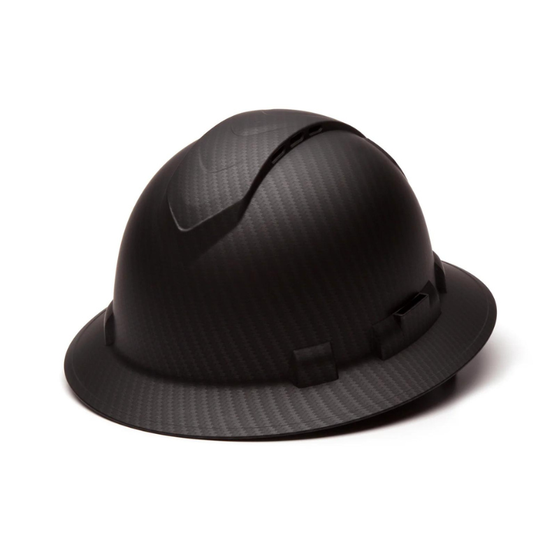 Vented Black Graphite Pyramex Ridgeline Vented Full Brim Hard Hat 4-Point Ratchet Suspension