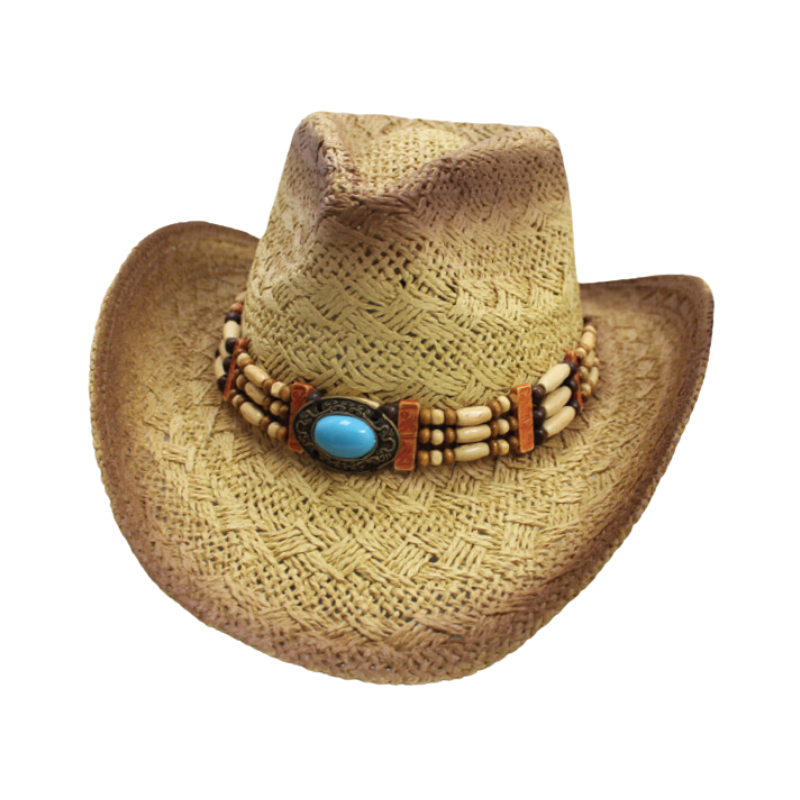 Turquoise & Beige Beaded Cowgirl Hat