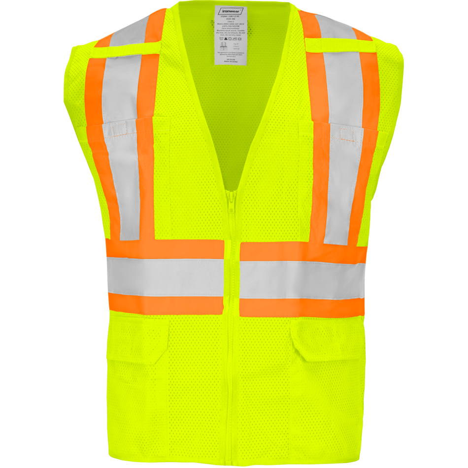 Hi Vis Lime Class 2 Zipper Mesh Vest