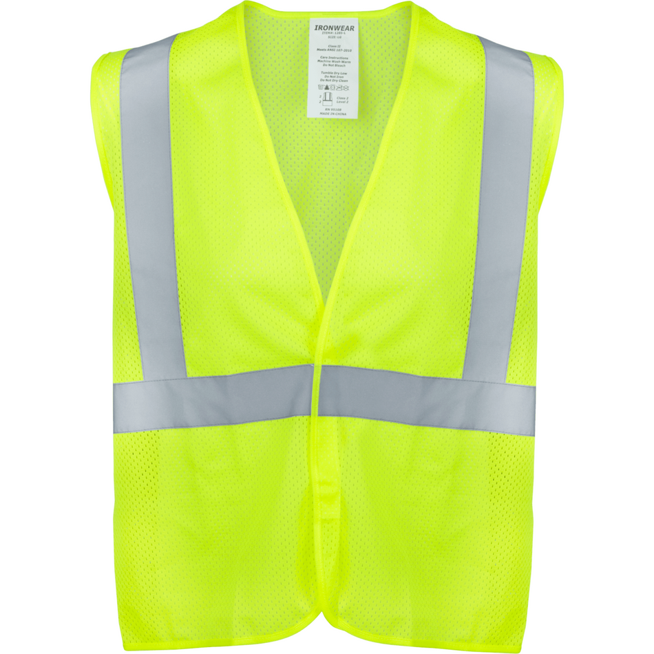 Class 2 Lime Mesh Hook and Loop Closure Vest