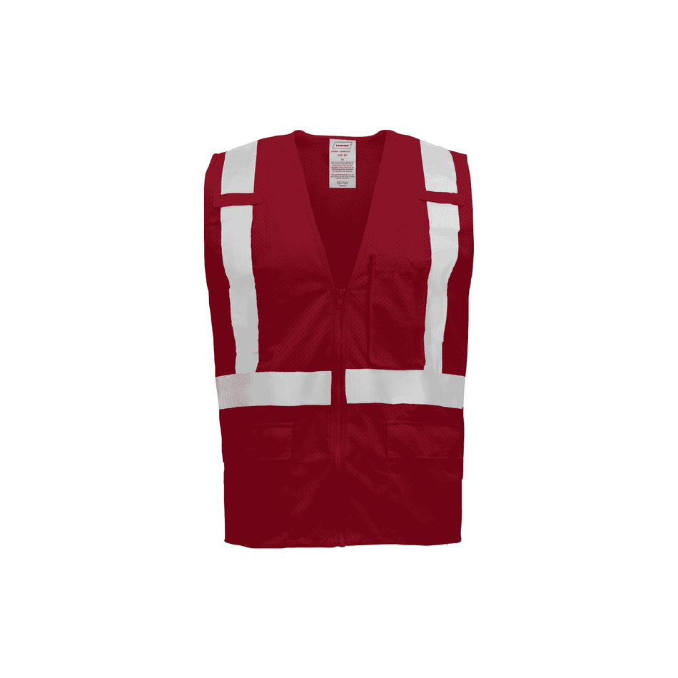 Red Economy Zipper Closure Vest