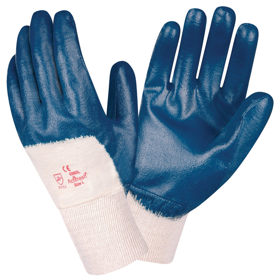 Premium Nitrile Palm Coated with Jersey Lining/Knit Wrist and Smooth Finish