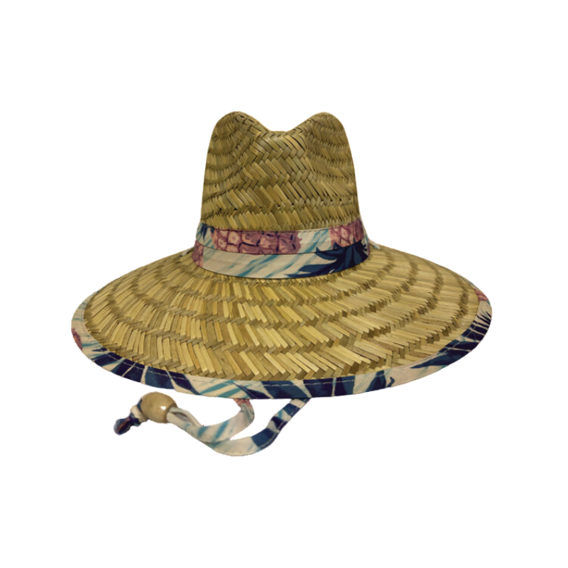Straw Hat with Pineapple Print