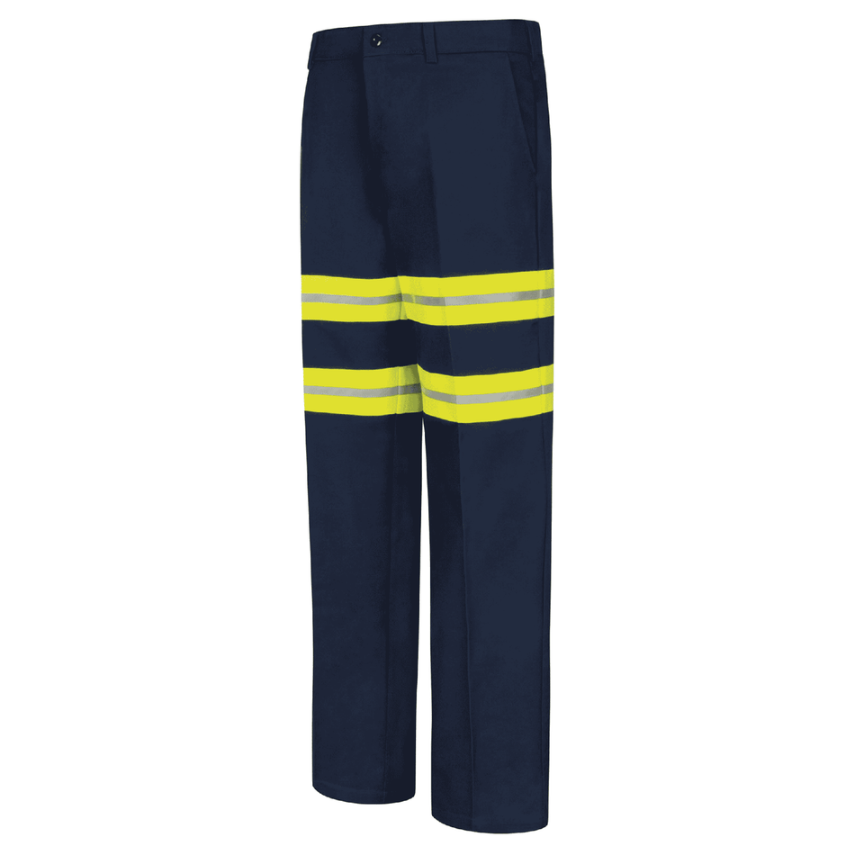 Enhanced Visibility Cotton Work Pants – Navy Blue, Wrinkle-Resistant