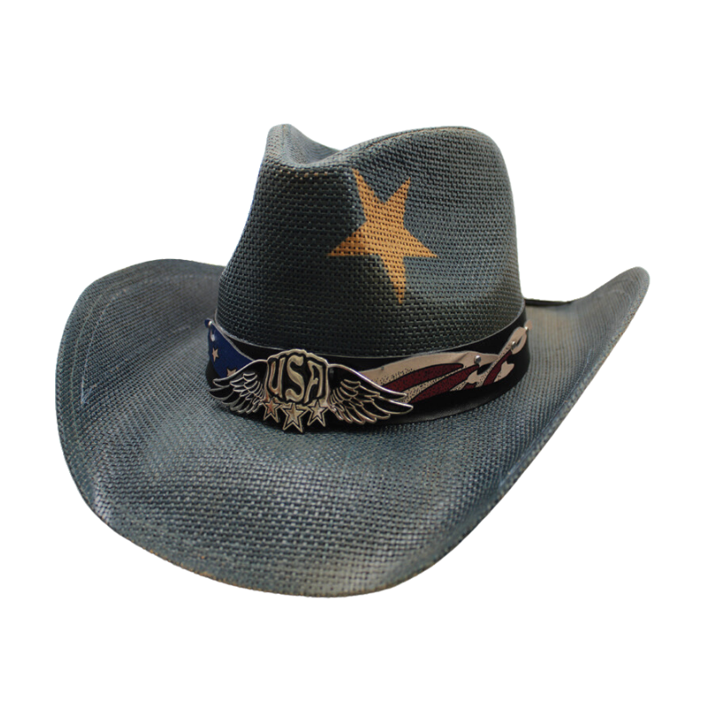 Western Cowboy Hat with USA badge and Flag Band