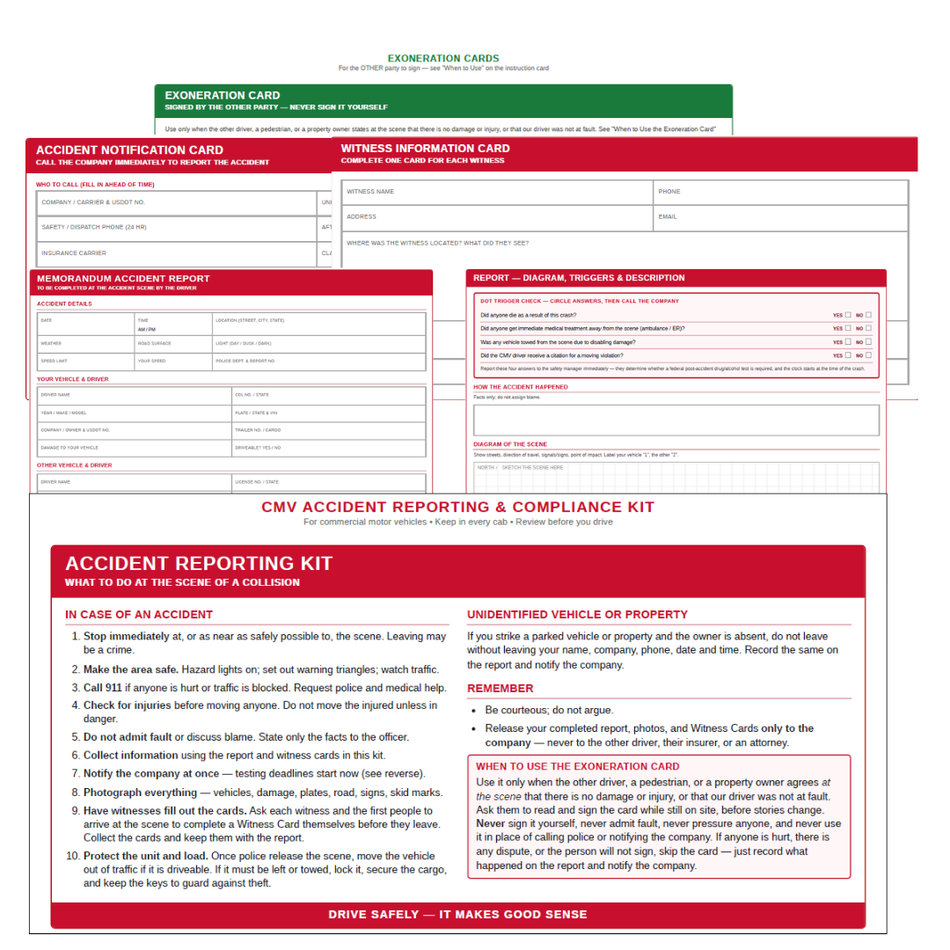 Vehicle Accident Report Kit with Envelope – Driver Accident Forms, Witness Cards