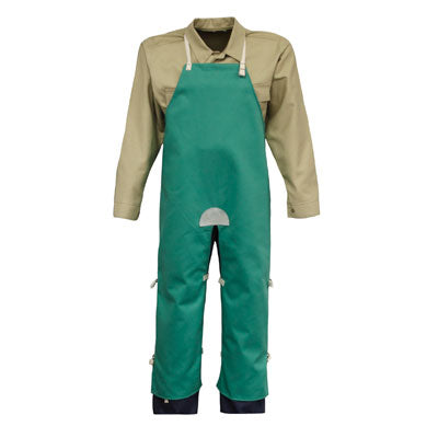 9 oz FR Green Cotton Split Leg Apron, 24" x 48"