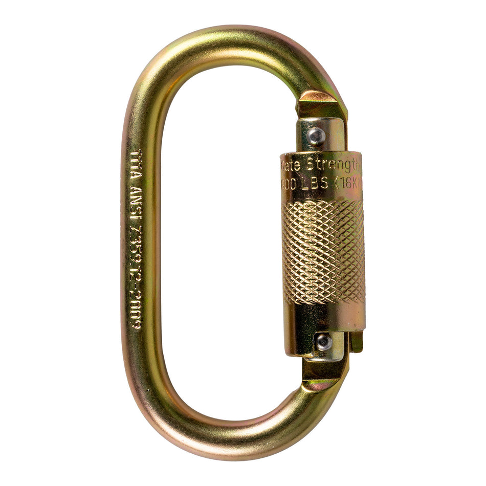Oval Steel Carabiner with .67" gate opening.