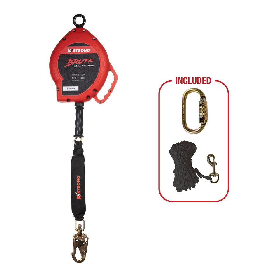 50 ft. Cable SRL-LE with snap hook. Includes installation carabiner and tagline (ANSI)
