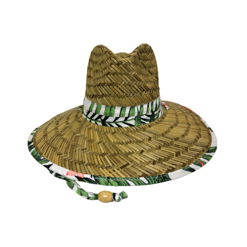 Straw Hat with Tropical Breeze Print