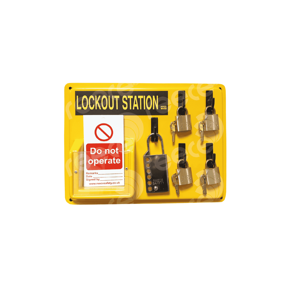 REECE Thermoplastic Lockout Station(5 Hook) - YELLOW
