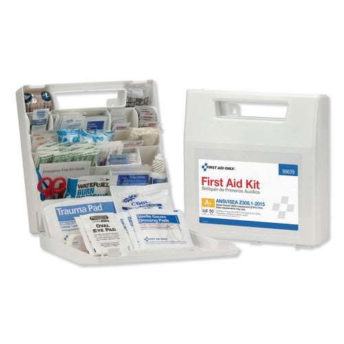 50 Person First Aid Kit, ANSI 2015 Class A+, Plastic Case with Dividers