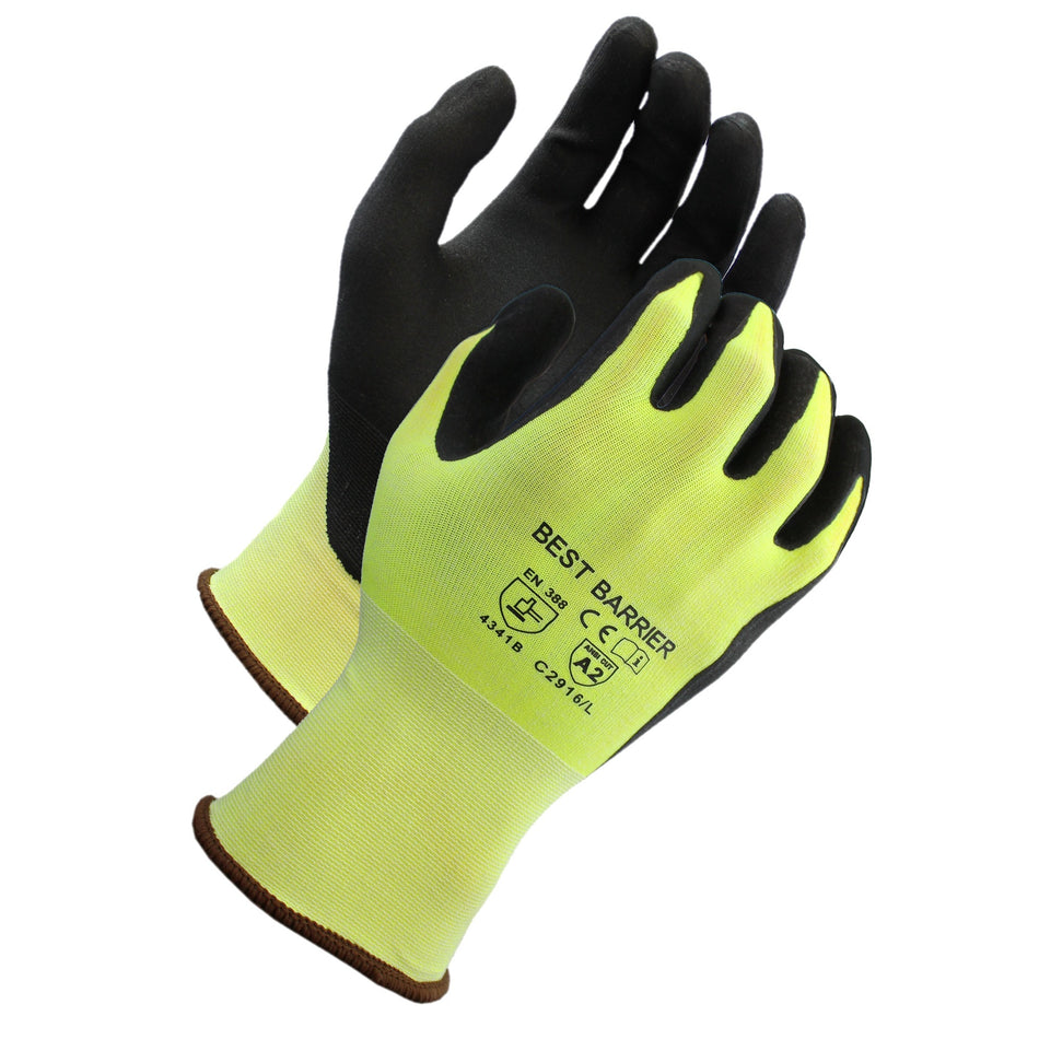 C2916 Level 2 Hi-Vis Yellow Micro-Foam Nitrile Cut Resistant Glove