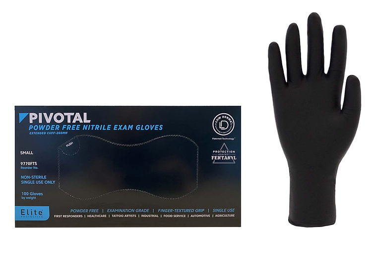 5 Mil Black Nitrile Gloves Extended Cuff