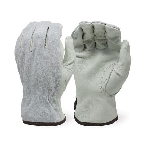 12 Pairs - Cowhide Grain/Split Leather Driver Gloves