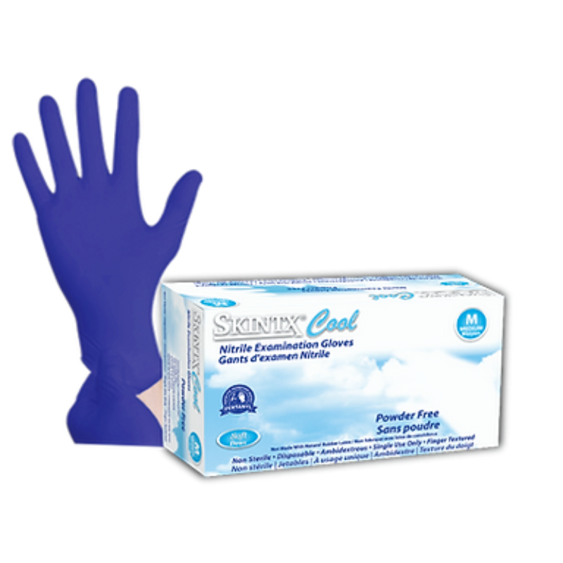 Skintx Cool Blue Nitrile PF Exam Gloves