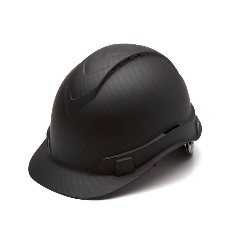Matte Black Graphite Pyramex Ridgeline Cap Style Hard Hat 4-Point Ratchet Suspension