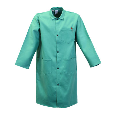 9 oz FR Green Cotton 45" Shop Coat with 2 Outside and One Breast Pocket