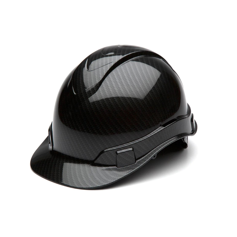 Shiny Black Graphite Pyramex Ridgeline Cap Style Hard Hat 4-Point Ratchet Suspension