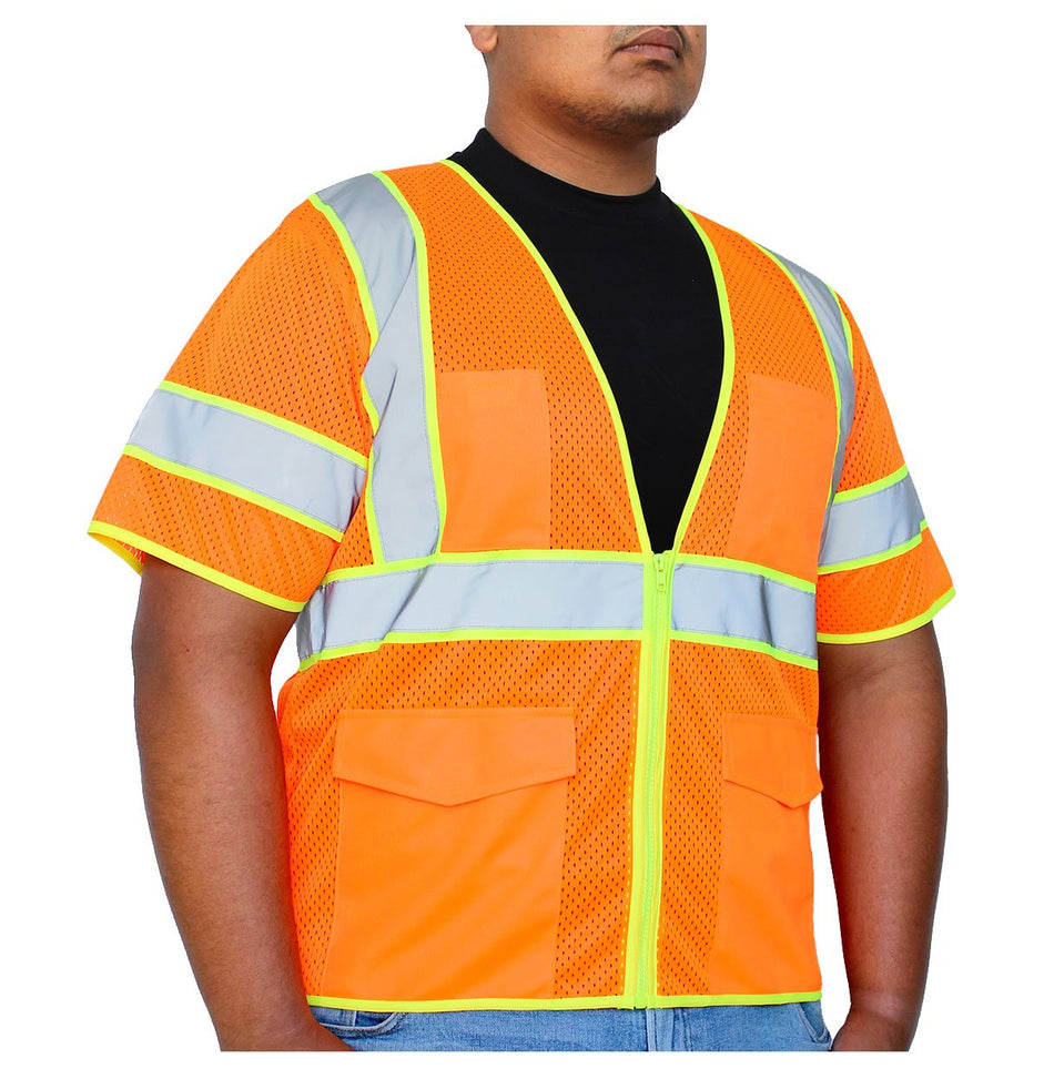 Class 3 Mesh Safety Vest w/Sleeves (Multi-Pockets)