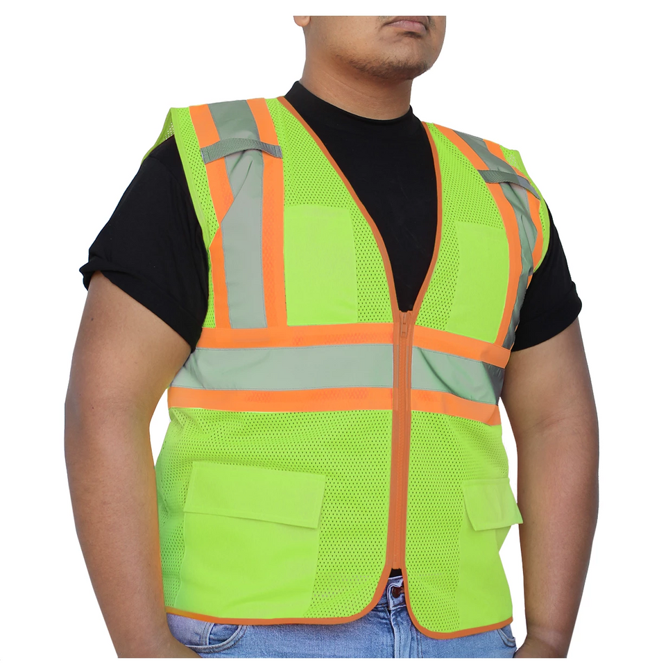 Hi-Viz Green Class 2 Mesh Safety Vest (Multi-Pockets)